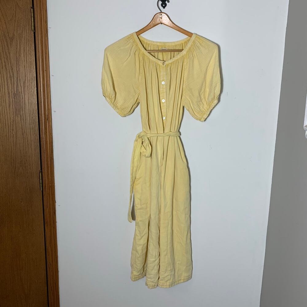 Faherty Soft Yellow Button-Front Mini Dress - Picture 3 of 5
